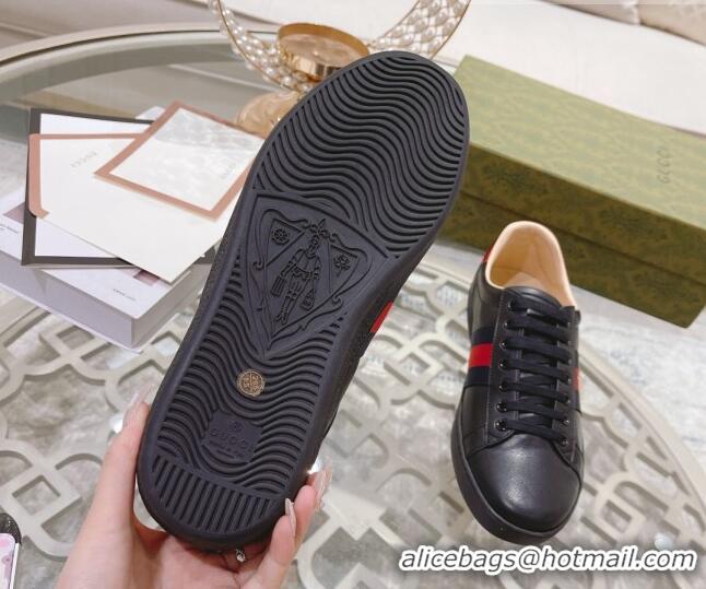 Good Product Gucci Ace Leather Sneakers with Bee Black 012077