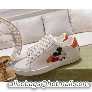 Pretty Style Gucci Ace Leather Sneakers Mickey Mouse White 012078