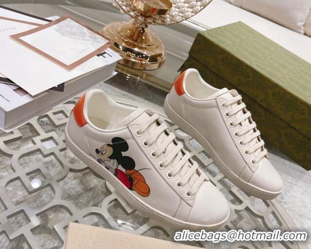 Pretty Style Gucci Ace Leather Sneakers Mickey Mouse White 012078