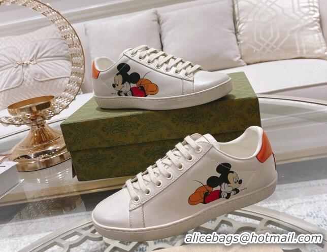 Pretty Style Gucci Ace Leather Sneakers Mickey Mouse White 012078