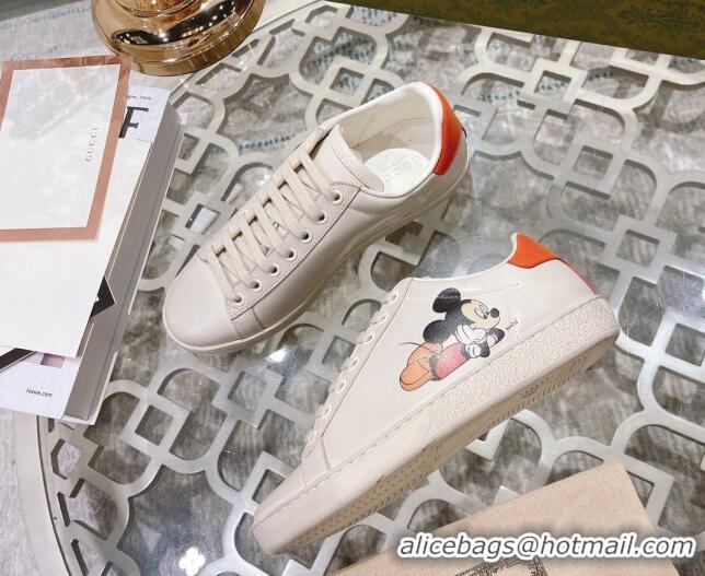 Pretty Style Gucci Ace Leather Sneakers Mickey Mouse White 012078