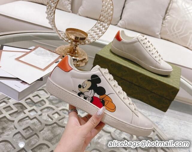 Pretty Style Gucci Ace Leather Sneakers Mickey Mouse White 012078