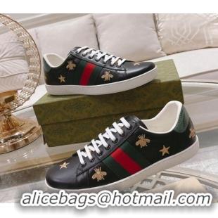 Lower Price Gucci Ace Leather Sneakers with Bees Black 012079