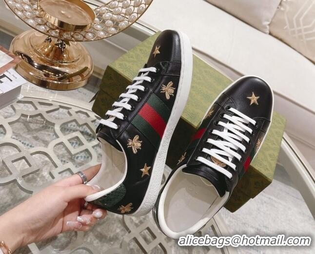 Lower Price Gucci Ace Leather Sneakers with Bees Black 012079