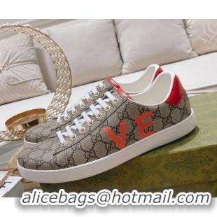 Popular Style Gucci Ace GG Canvas Sneakers LOVE Beige 012083