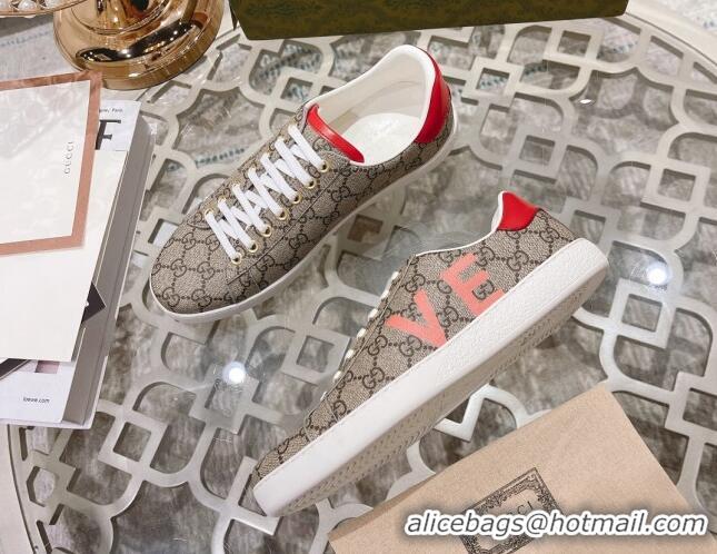 Popular Style Gucci Ace GG Canvas Sneakers LOVE Beige 012083