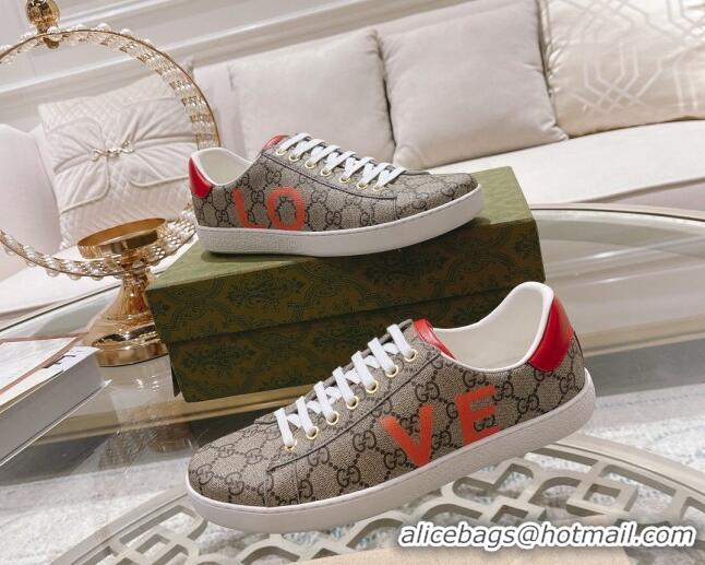 Popular Style Gucci Ace GG Canvas Sneakers LOVE Beige 012083