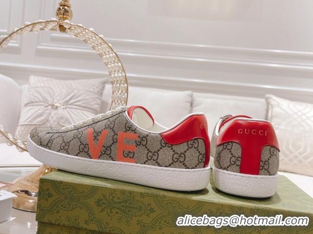 Popular Style Gucci Ace GG Canvas Sneakers LOVE Beige 012083