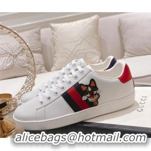 Big Discount Gucci Ace Leather Sneakers DOG White 012084