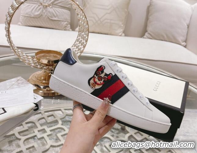 Big Discount Gucci Ace Leather Sneakers DOG White 012084