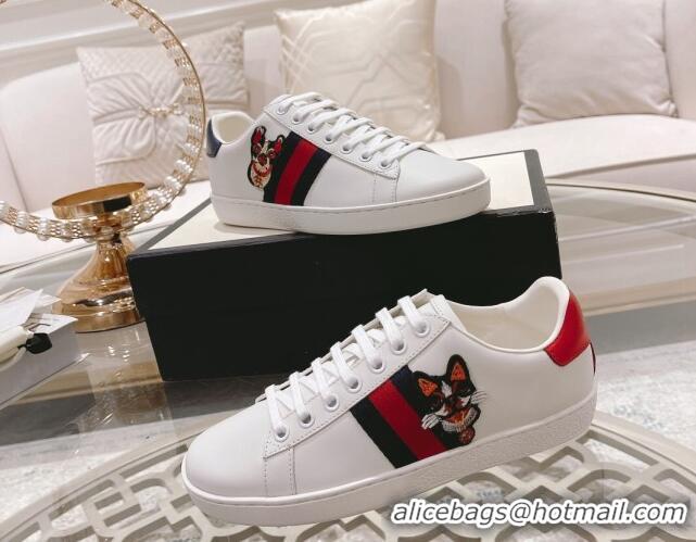 Big Discount Gucci Ace Leather Sneakers DOG White 012084