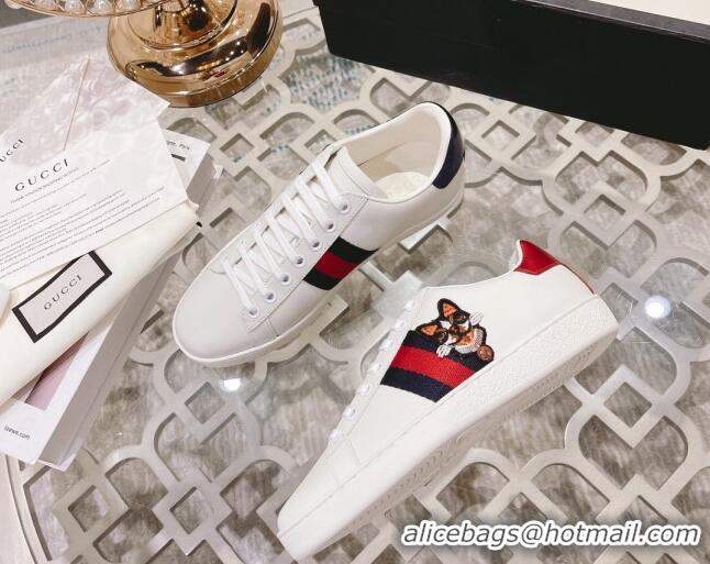 Big Discount Gucci Ace Leather Sneakers DOG White 012084