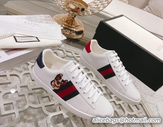 Big Discount Gucci Ace Leather Sneakers DOG White 012084