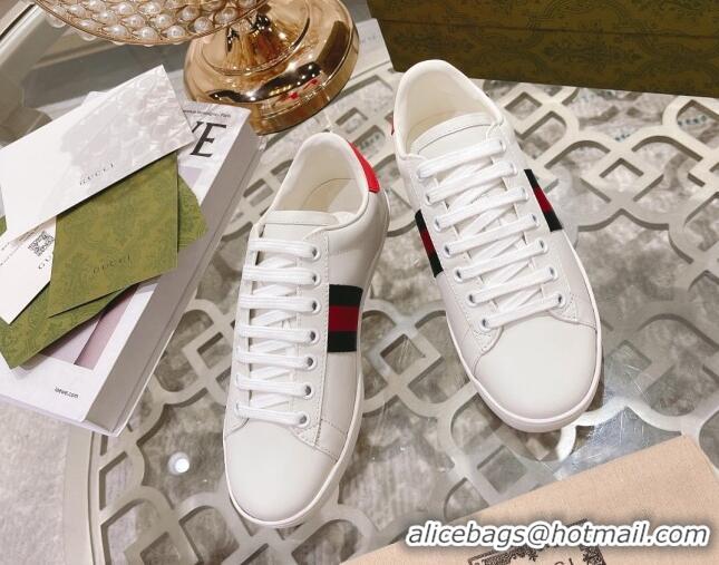 Top Design Gucci Ace Leather Sneakers BLOOM White 012085