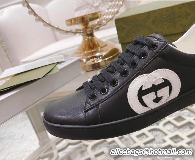 Purchase Gucci Ace Leather Sneakers Interlocking G Black/White 012087