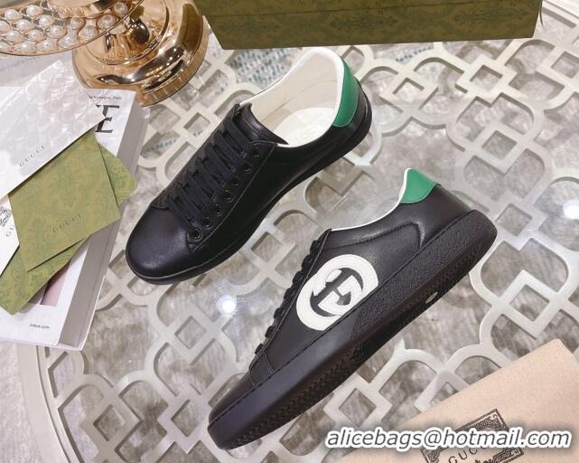 Purchase Gucci Ace Leather Sneakers Interlocking G Black/White 012087