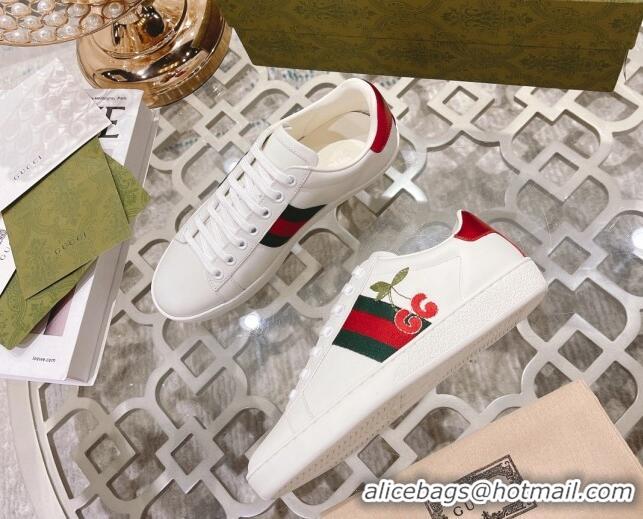 Popular Style Gucci Ace Leather Sneakers GG Berry White 012088