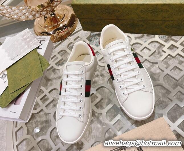 Popular Style Gucci Ace Leather Sneakers GG Berry White 012088