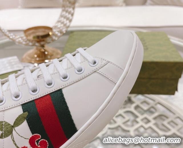 Popular Style Gucci Ace Leather Sneakers GG Berry White 012088