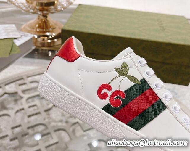 Popular Style Gucci Ace Leather Sneakers GG Berry White 012088