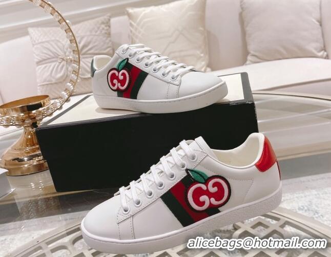 Best Price Gucci Ace Leather Sneakers GG Apple White 012095