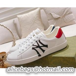 Buy Luxury Gucci Ace Leather Sneakers NY White 012100