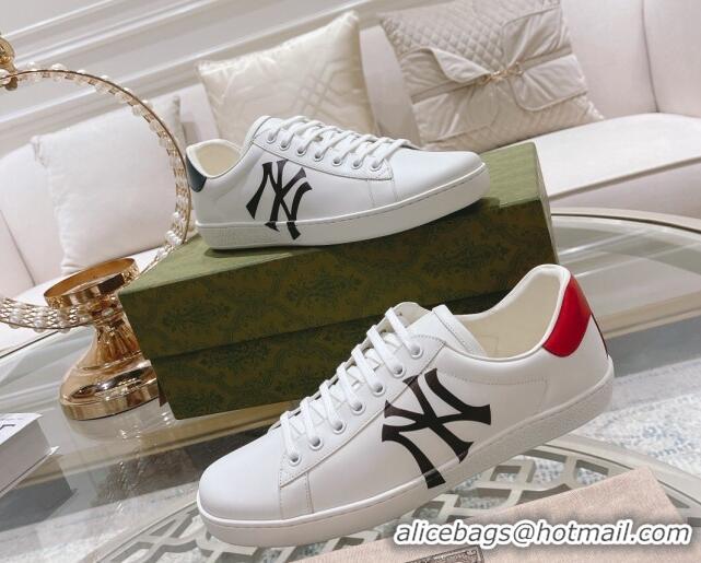 Buy Luxury Gucci Ace Leather Sneakers NY White 012100