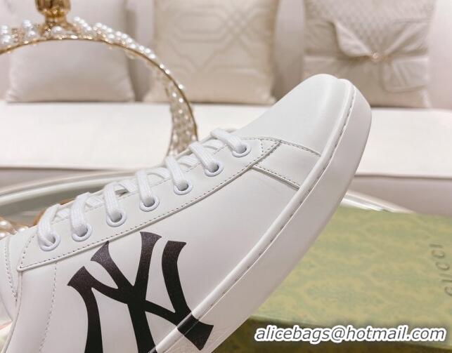 Buy Luxury Gucci Ace Leather Sneakers NY White 012100