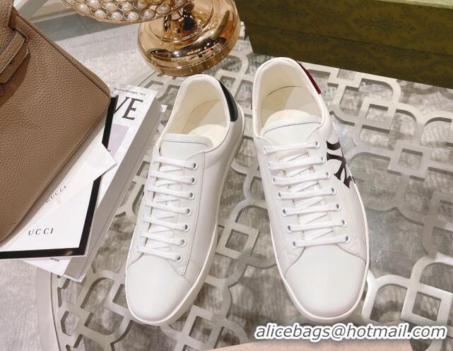 Buy Luxury Gucci Ace Leather Sneakers NY White 012100