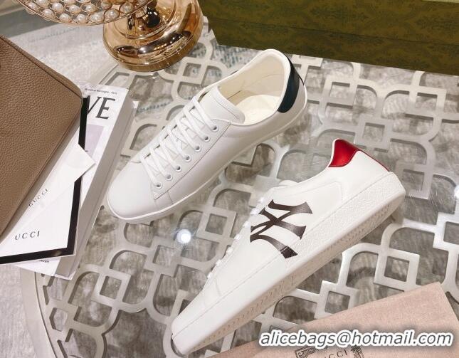 Buy Luxury Gucci Ace Leather Sneakers NY White 012100