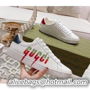 Most Popular Gucci Ace Leather Sneakers with GUCCI Print White 012102