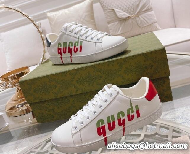 Most Popular Gucci Ace Leather Sneakers with GUCCI Print White 012102