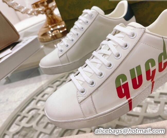 Most Popular Gucci Ace Leather Sneakers with GUCCI Print White 012102