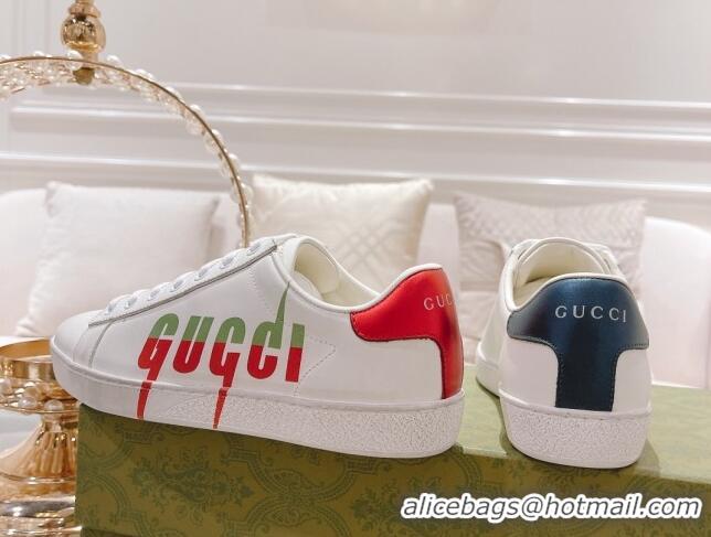 Most Popular Gucci Ace Leather Sneakers with GUCCI Print White 012102