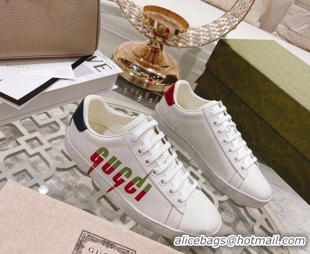 Most Popular Gucci Ace Leather Sneakers with GUCCI Print White 012102