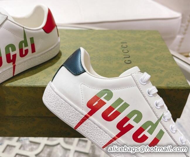 Most Popular Gucci Ace Leather Sneakers with GUCCI Print White 012102