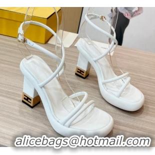 Best Price Fendi Baguette Sandals 9cm in Nappa Leather White 711024