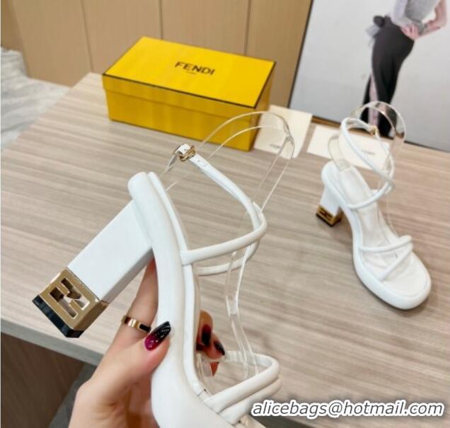 Best Price Fendi Baguette Sandals 9cm in Nappa Leather White 711024