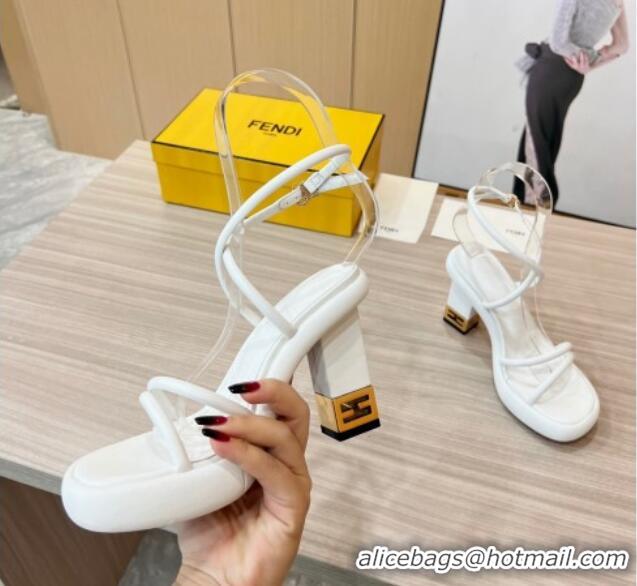 Best Price Fendi Baguette Sandals 9cm in Nappa Leather White 711024