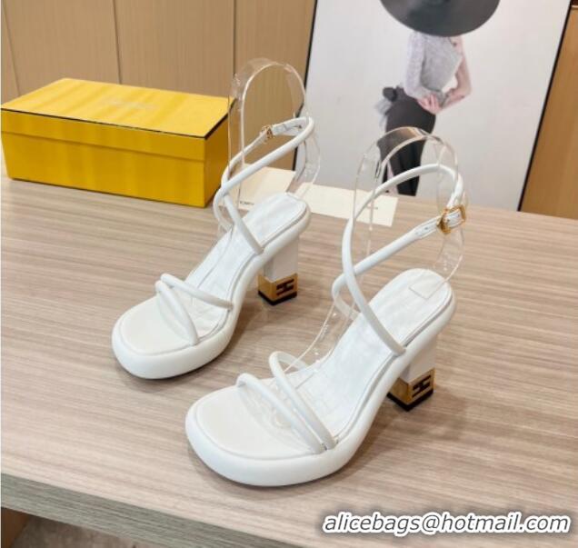 Best Price Fendi Baguette Sandals 9cm in Nappa Leather White 711024