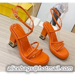 Custom Fendi Baguette Sandals 9cm in Nappa Leather Orange 711026