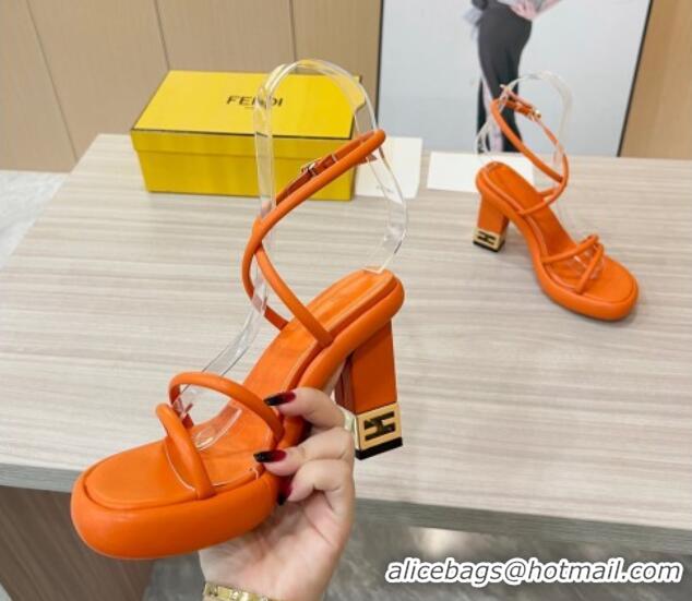 Custom Fendi Baguette Sandals 9cm in Nappa Leather Orange 711026