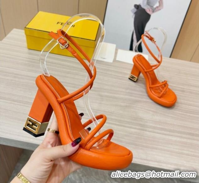 Custom Fendi Baguette Sandals 9cm in Nappa Leather Orange 711026