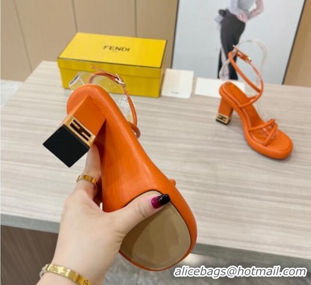 Custom Fendi Baguette Sandals 9cm in Nappa Leather Orange 711026