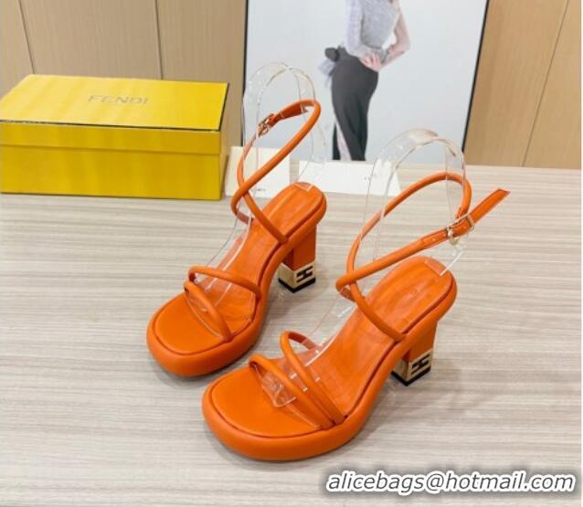 Custom Fendi Baguette Sandals 9cm in Nappa Leather Orange 711026