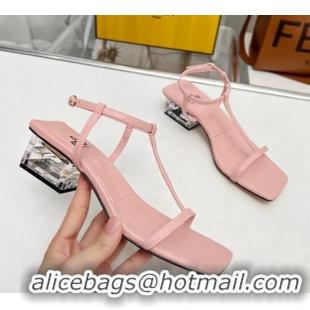 Unique Style Fendi Medium Heel Sandals 5.5cm in Calfskin Light Pink 711030