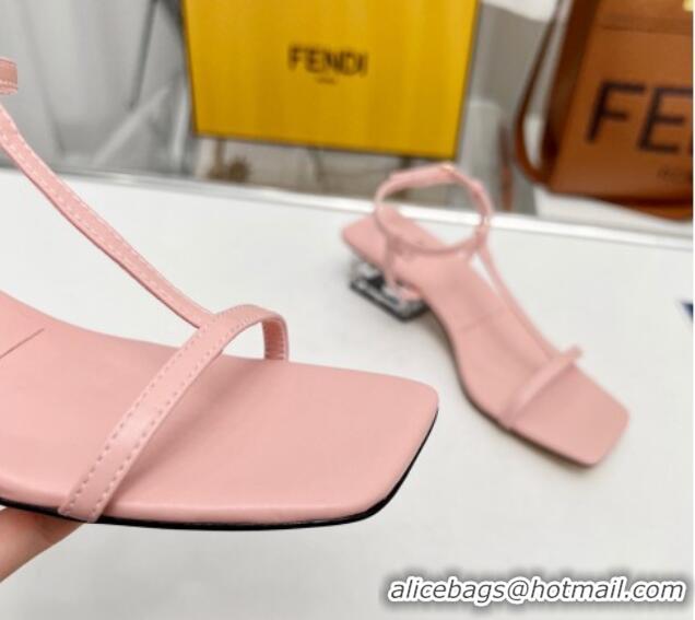 Unique Style Fendi Medium Heel Sandals 5.5cm in Calfskin Light Pink 711030