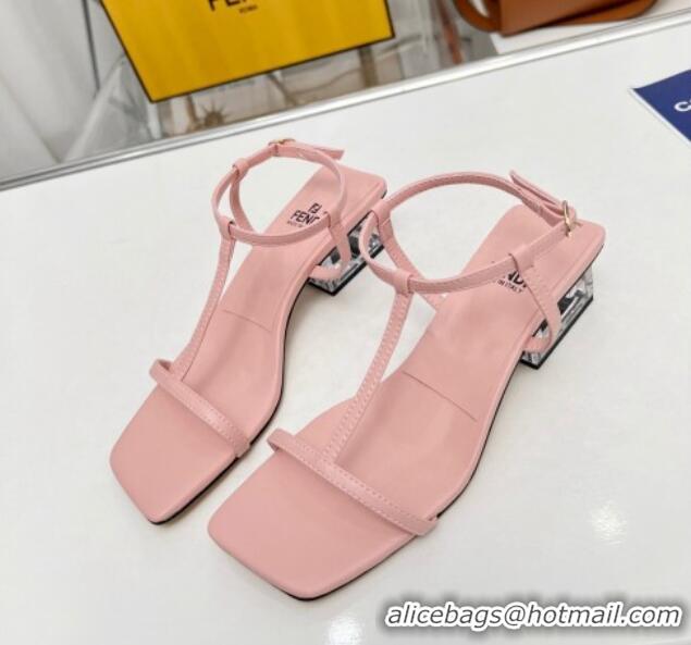 Unique Style Fendi Medium Heel Sandals 5.5cm in Calfskin Light Pink 711030