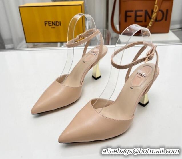 Best Price Fendi Calfskin Pumps 8.5cm with Ankle Strap Light Pink 0711034