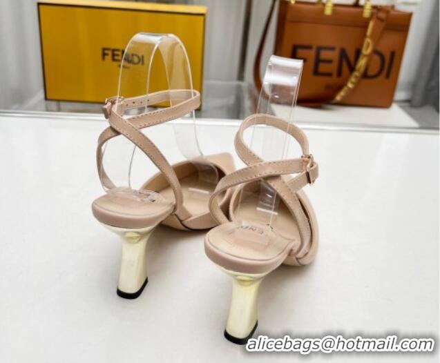 Best Price Fendi Calfskin Pumps 8.5cm with Ankle Strap Light Pink 0711034